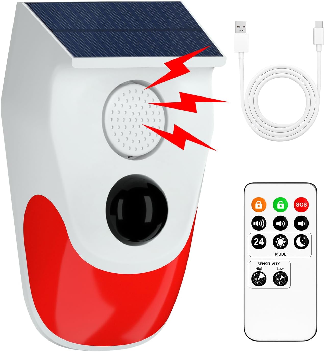 Photocell Outdoor Lighting - Solar Motion Sensor Outdoor Alarm,Adjustable Sensitivity