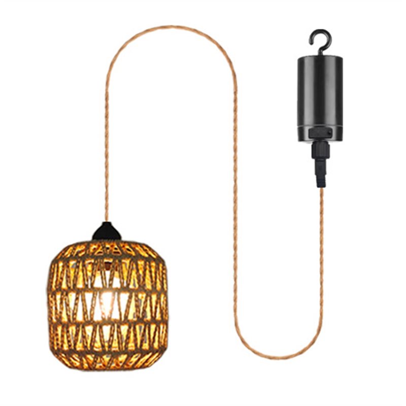 Outdoor Lighting Chandelier - SHGO-Battery Powered Outdoor Chandelier, Woven Rattan